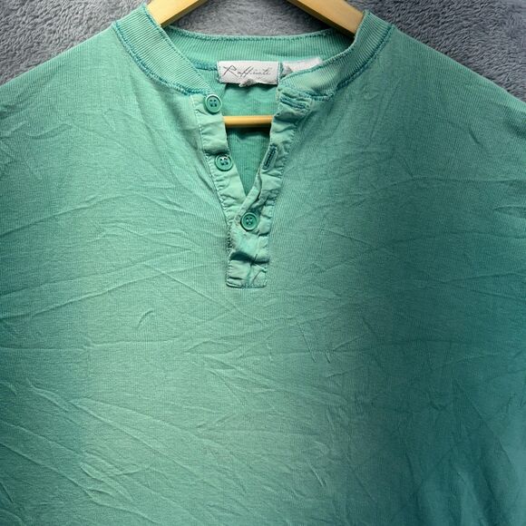 VTG Thrashed Raffinati Henley Shirt Mens Large Teal Green Long Sleeve Casual - Picture 3 of 10